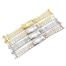 CARLYWET 19 20 22mm Two Tone Oco Curvo End Sólido Parafuso Links Substituição Watch Band Strap Estilo Antigo Jubileu pulseira