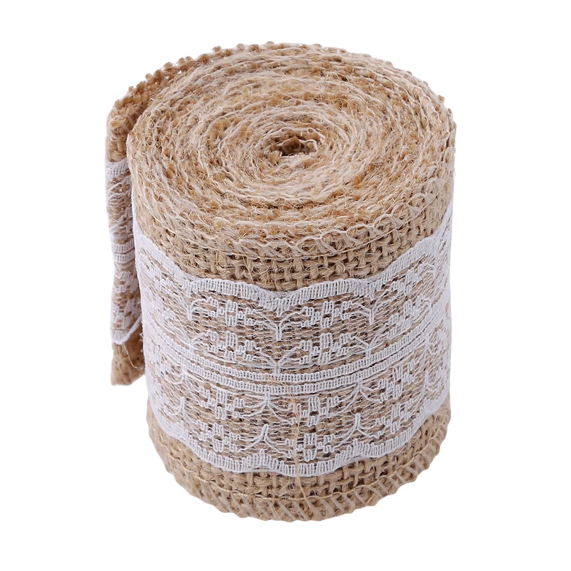

2 Meters/Lot 6cm Wide Jute Lace Ribbon 3 Color Lace Trim Wedding Party Home Vase Decoration Gift Packaging DIY Craft