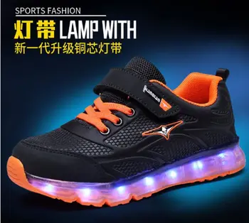 

High Quality Eur Size 27-37 7 Colors Kid Luminous Sneakers Glowing USB Charge Boys LED Shoes Girls Footwear LED Slippers