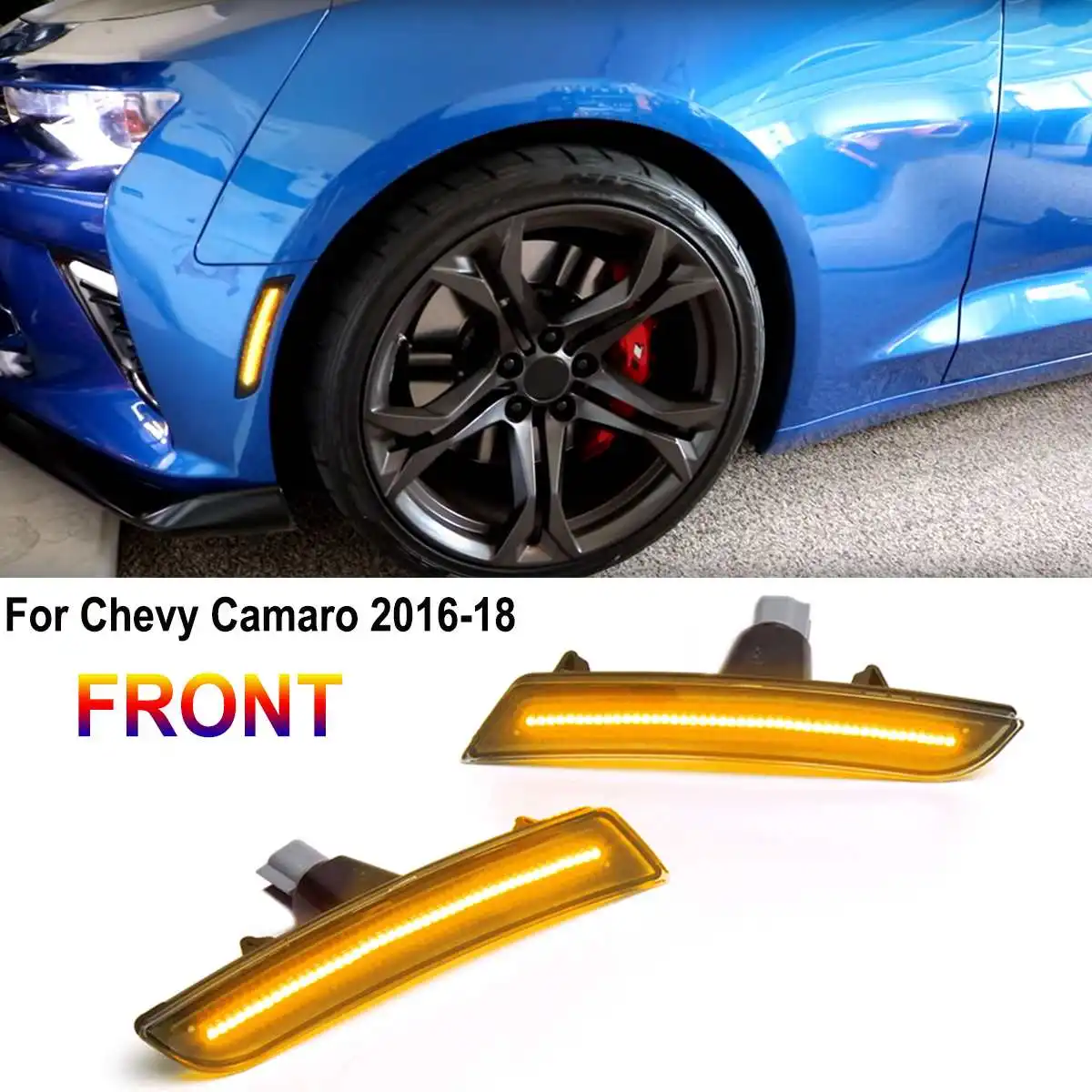 Для Chevy Camaro 12 В ABS Копченый Объектив светодио дный LED спереди Янтарный лампы сзади красный боковые габаритные огни лампы для мотоциклов - Испускаемый цвет: Front Amber