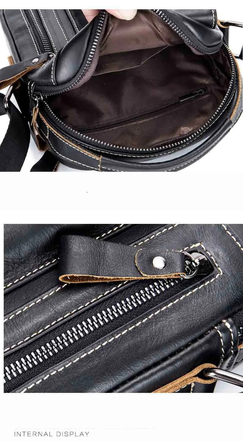 Genuine Leather men's Crossbody bag Vintage cow leather man Messenger Bags Small Shoulder bag for male Casual handbag