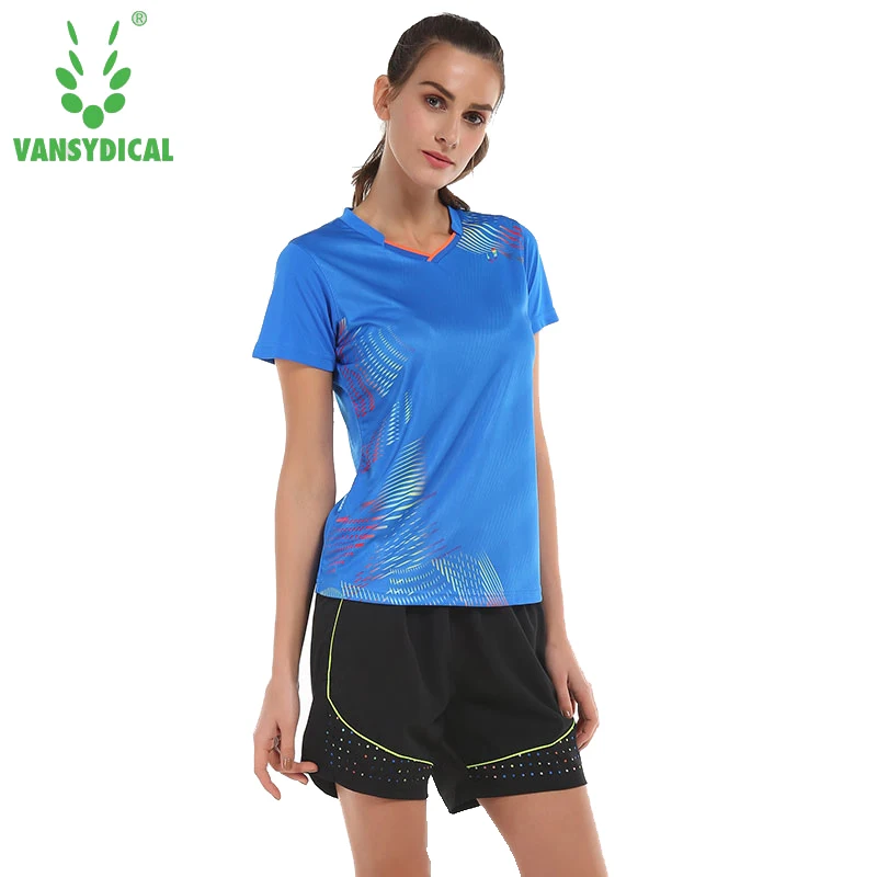 

Vansydical Sports Suits Women's Summer Running Sets Quick Dry Sports T-shirts+Shorts Outdoor Volleyball Sportswear 2pcs