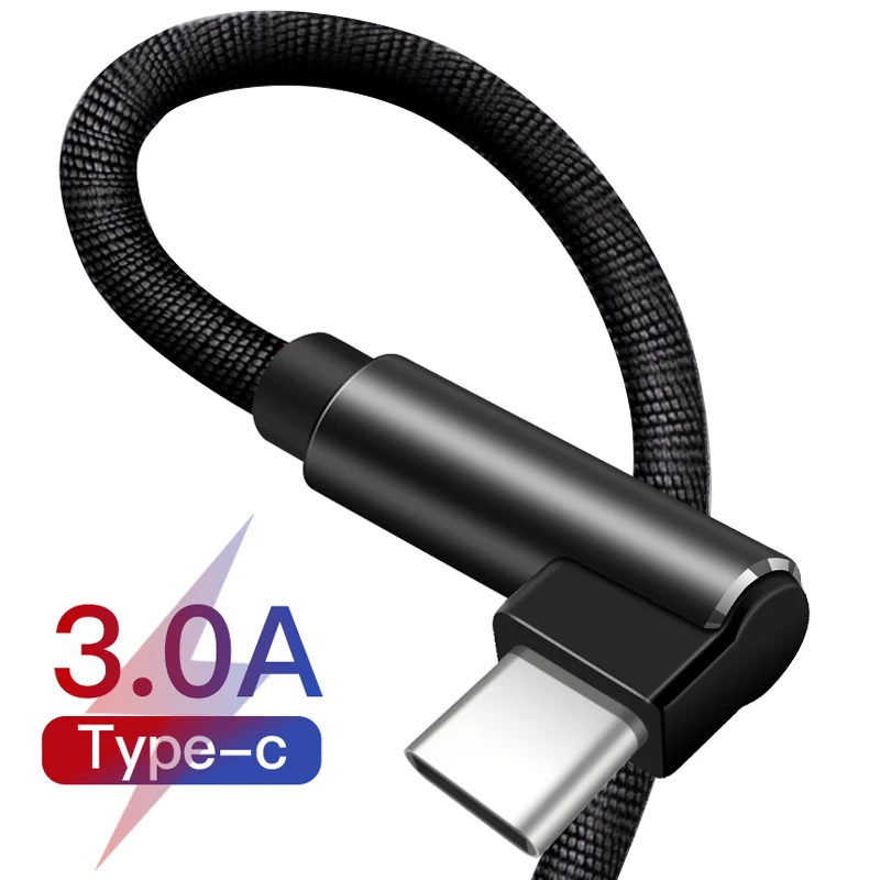 Usb type-C 90 градусов быстрая зарядка USBC для samsung S8 S9 huawei P20 Xiaomi Redmi Note 7 Быстрая зарядка type C кабель для мобильного телефона