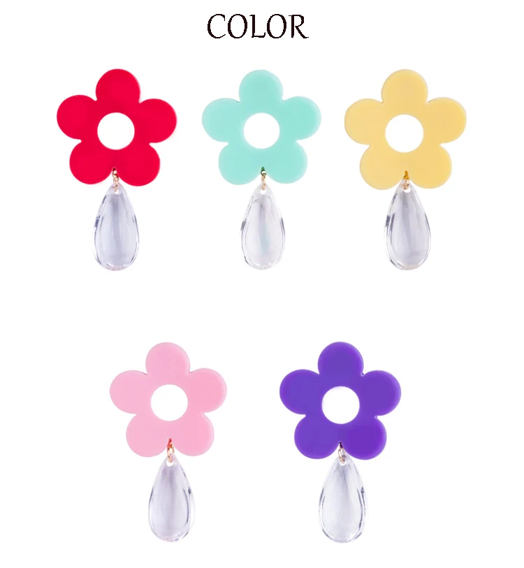 YUQINQIN Trendy Drop Earrings for Women 2018 Statement Acrylic Flower Dangling Earings Fashion Elegant Resin Summer Earring (4)