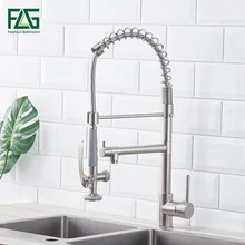 FLG кухонный кран Матовый никелевый кран для кухни с выдвижной кухонный смеситель выдвижной 360 Поворотный однорычажный кухонный кран