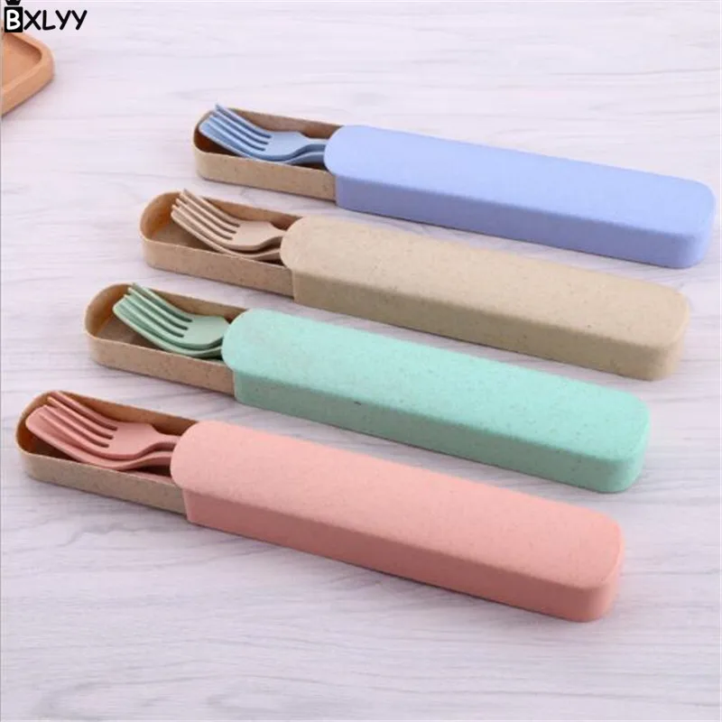 

BXLYY Wheat Straw Tableware Spoon Fork Chopsticks Set Student Outdoor Portable Tableware Kitchen Accessories Cooking Gift Box.7z