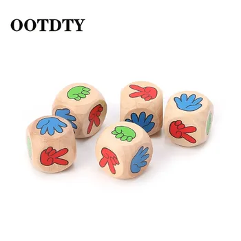 

OOTDTY 5pcs Drinking Game Rock Paper Scissors Finger-Guessing 20mm Wood Dice Bar Toys Wood Dice