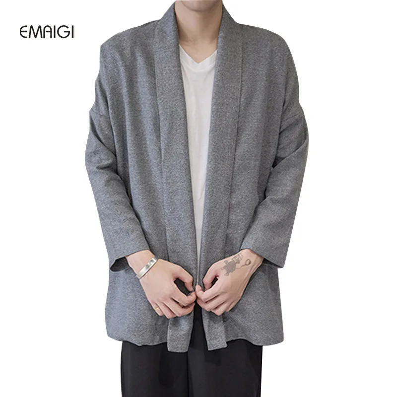 New China Style Cotton Linen Men Cardigan Loose Trench