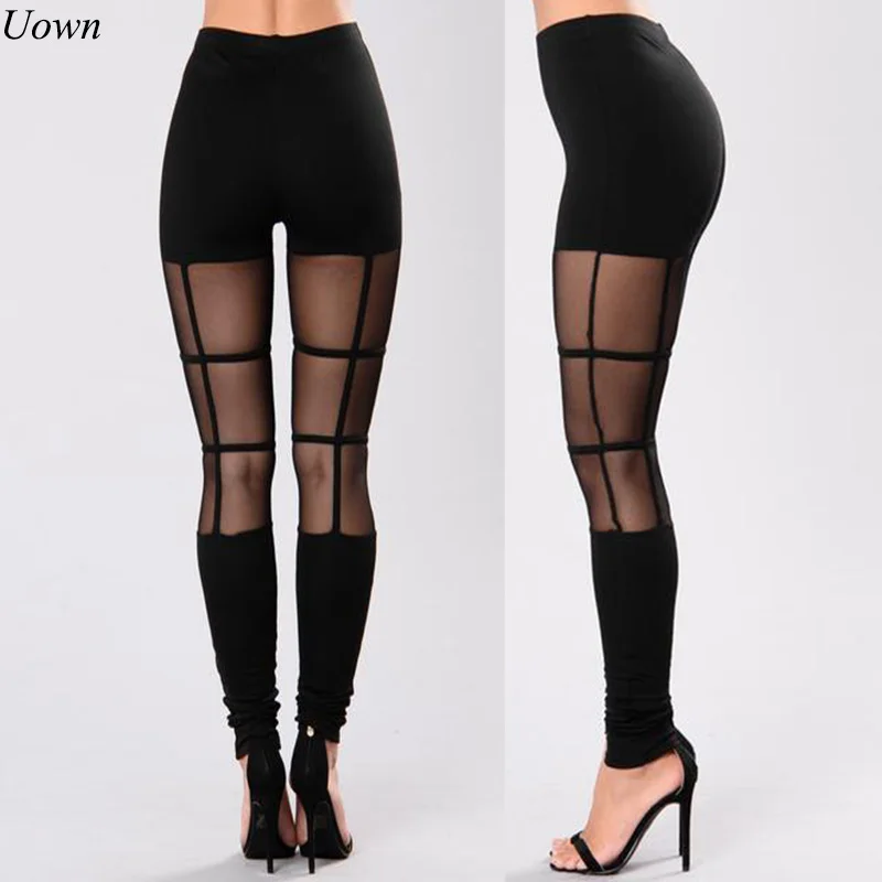 Mesh patchwork fitness leggings for women 2017 athleisure sexy slim trousers black pants leggings elastic push up woman clothes
