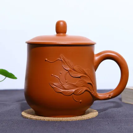 

2017 360ml Yixing Ore Purple Cup handmade gift boutique cup tea with gold Zhu mud lotus cup