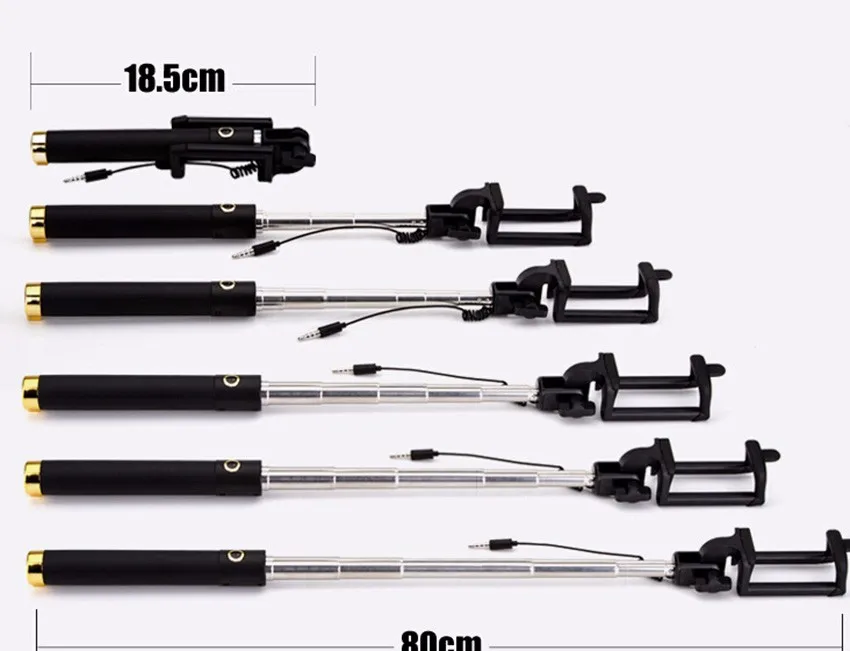 Мини Проводная селфи-палка, складной кронштейн, 18,5-80 см, монопод для 4-6 дюймов xiaomi/huawei/meizu/samsung/iphone 6 6s