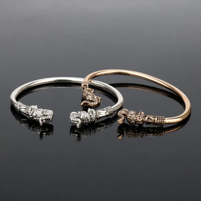 

MQCHUN Fashion Elephant Head Vikings Vintage Accessory Bangels Bracelets for women men Smooth Bangle Metal Hip hot Charm Jewelry