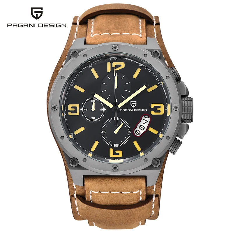  2019 PAGANI DESIGN Brand Unique Design Fashion Watches Men Dive 100M Sport Military Leather Wristwa