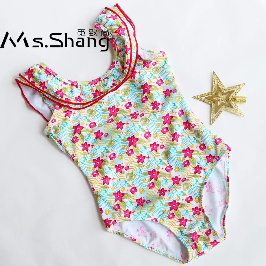 

2-14 Years Baby Girl Swimsuit One Piece Kids Swimwear Print Toddler Girl Bathing Suit Falbala Children Swim Wear Teenager Girls