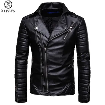

Motorcycle Leather Jacket Men 2019 Casual Zipper Men PU Leather Jacket Spring Autumn Men Leather Jacket Coat Jaqueta Masculino