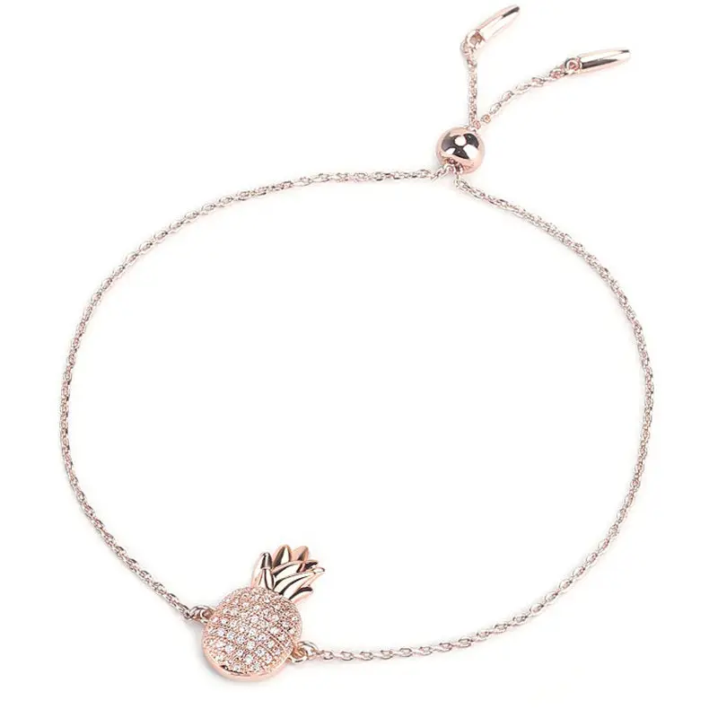 

Pineapple Open Adjustable Bracelets Exquisite Gold Custom Engraved Bracele Femme Jewelry Pulseras Daughters Gift