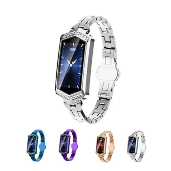 

Women Bluetooth IP67 Waterproof Heart Rate Blood Pressure Smart Rhinestones Fitness Wristwatch Remote Camera Control