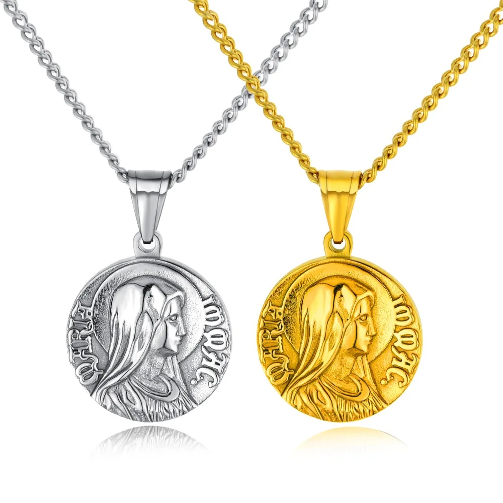 

2018 New arrived vintage Virgin Mary pendant necklaces Stainless Steel fashion Figue necklace men/women Hip hop jewelry gifts