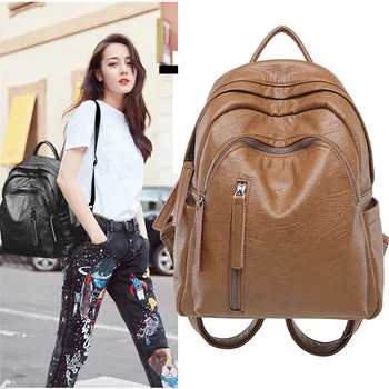

2023-a European Fashion Female multifunctional Shoulder Bag headset Backpacks Travel Bag Women Genuine Leather Backpack