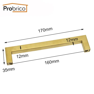 Probrico 5 шт. золотой Латунный Шкаф Тянет кухонный комод ручки шкаф ручки ø12мм квадратный барная мебель фурнитура