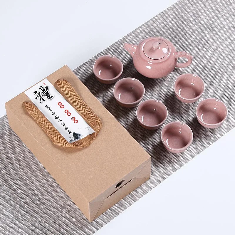 High quality Ge Kiln Kungfu Tea set,China tea set,Kung Fu Tea Cup,Travel Tea Pot Chinese Porcelain Teacup Set Drinkware Gift - Цвет: 08