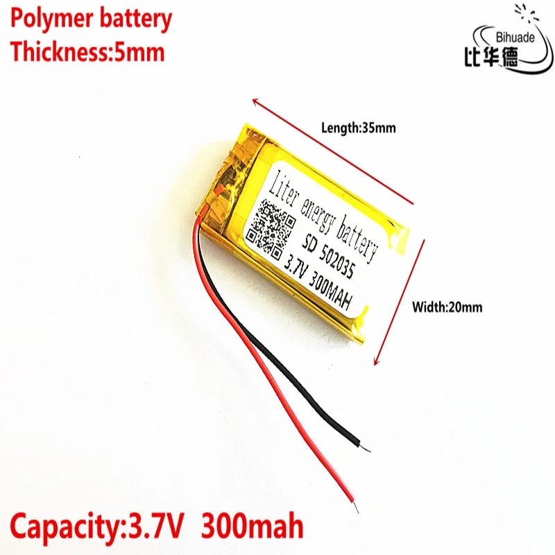 

Wholesale 10 pcs 3.7V 300mAh 502035 Lithium Polymer LiPo Rechargeable Battery For Mp3 Mp4 PAD DVD DIY E-book bluetooth