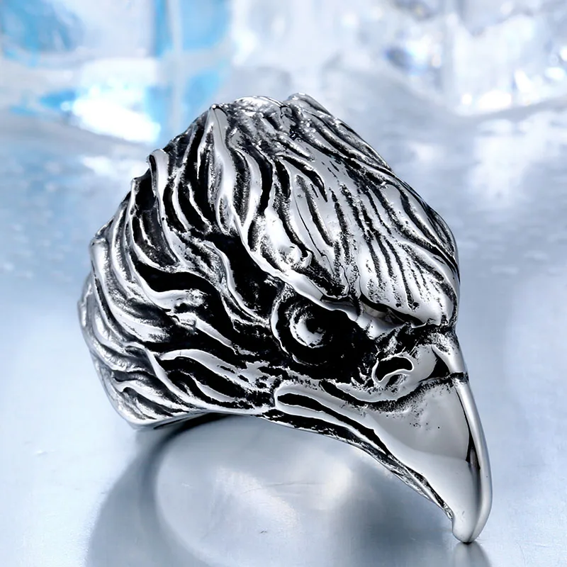 Drop Ship 316L Stainless Steel For Man High Quality Cool Punk Eagle Men's Animal Ring BR8-436