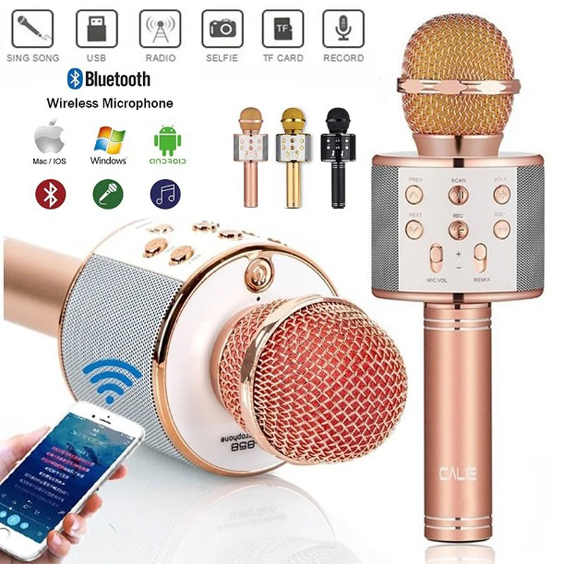 Ручной беспроводной Bluetooth микрофон KTV для караоке с динамиком IOS Android телефона