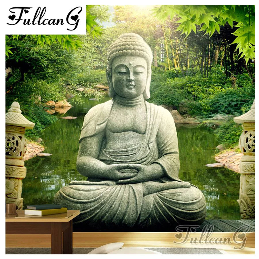 

FULLCANG diy diamond painting "garden buddha icon" 5d mosaic cross stitch full square rhinestone embroidery home decor G894