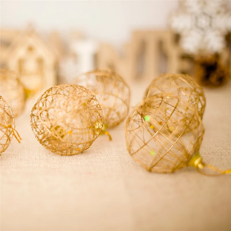 1 set6Pcs Christmas Drop Ornaments Xmas Tree Balls Decoration Baubles Party Wedding Ornament Pretty gold Balls #3o29 (3)
