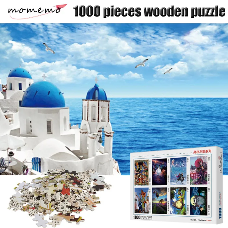 

MOMEMO Blue Sky In Aegean Sea Landscape Puzzle 1000 Pieces Adult Assembling Jigsaw Puzzle Children's Educational Toys Puzzles