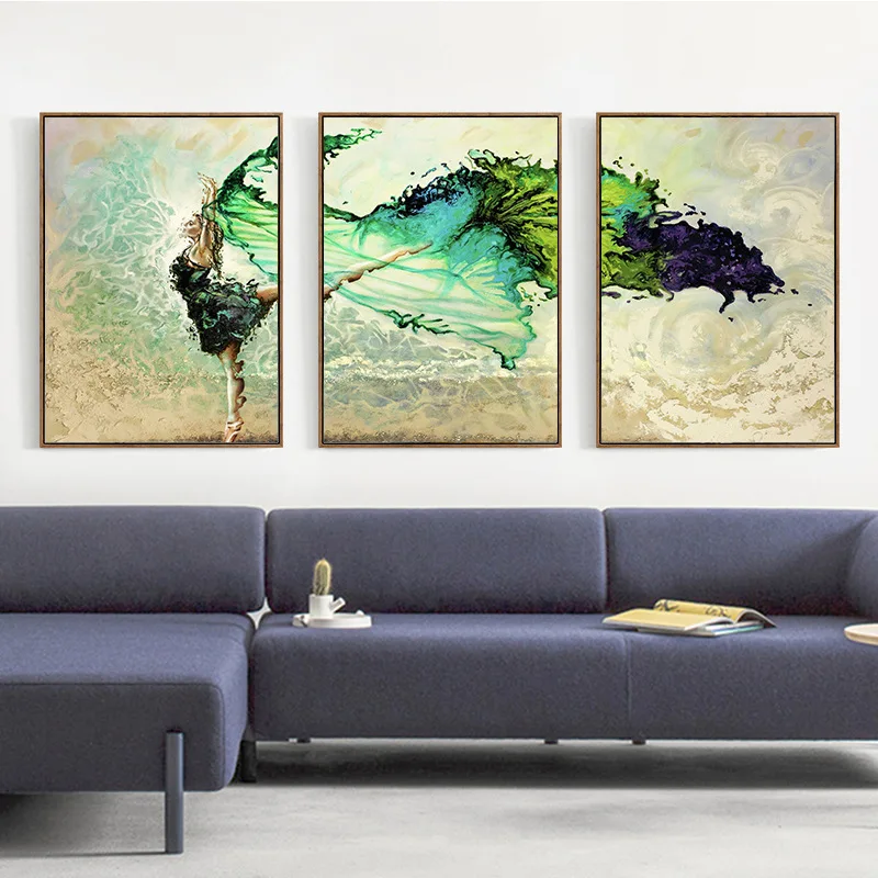 

3 Piece No Frame Painting By Numbers Abstract Dancer Figure Painting Acrylic Canvas Printings for Home Decor Wall Art Picture