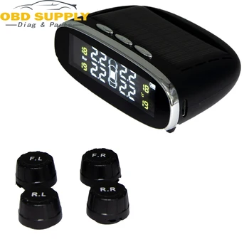 

TUAO Car TPMS Tire Pressure Monitoring System Solar Energy Display 4 External Sensor Auto Alarm System Diagnostic tool