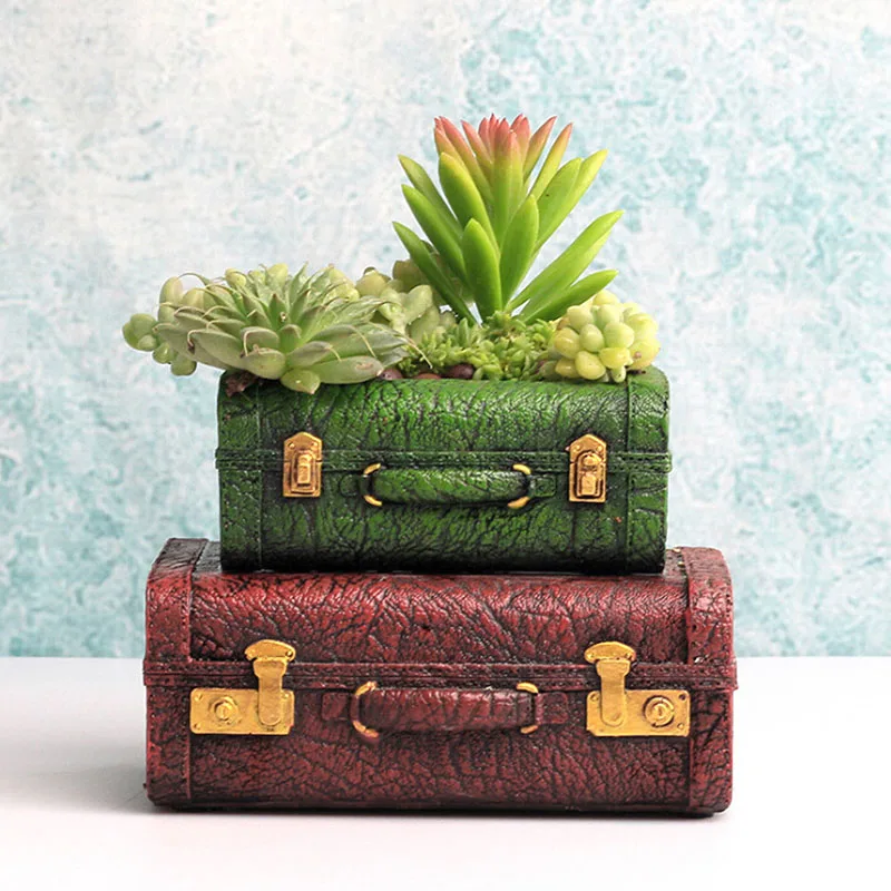 

Vintage Flower Pot Europe Suitcase Succulent Plant Pots Gifts Design Planter Holder for Cactus Plant Home Garden Decoration