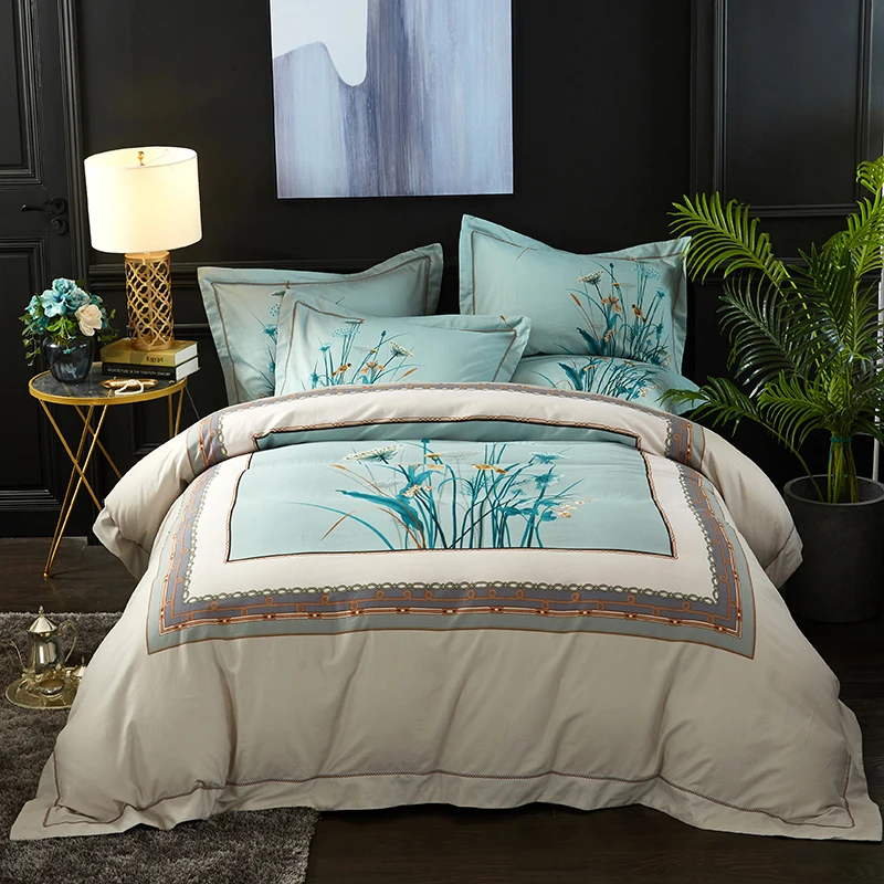 

2018 Plants Print Sheet Pillowcase and Duvet Cover Sets 100% Cotton Bedlinen Queen King Size Bedding Set