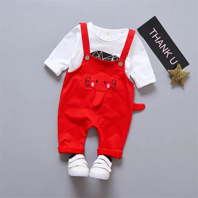 

2018 baby boy girl clothing Cotton autumn kid children baby girl boy clothes girls boys clothing T-shirt+romper clothing set