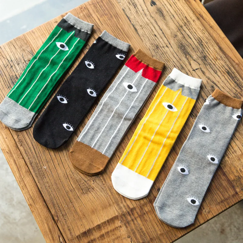 Man Socks Man Socks Autumn Winter Socks Cartoon Eyes Eur39 44men Socks