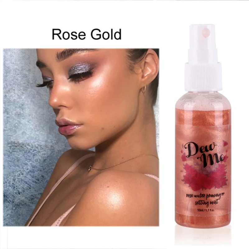 Полезная Роза Увлажняющий перламутровый спрей розовая вода грунтовка и установка тумана хайлайтер макияж - Цвет: Rose Gold