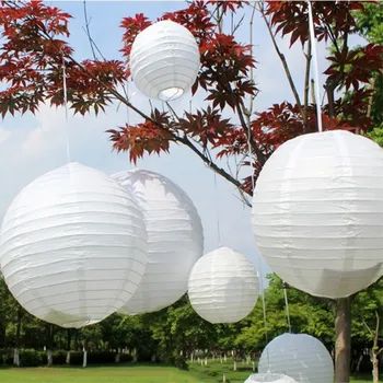 

Hot Sale White Color Lantern Wedding Decor Round Chinese Paper Lanterns For Home Party Decoration 20pcs/set Free Delivery