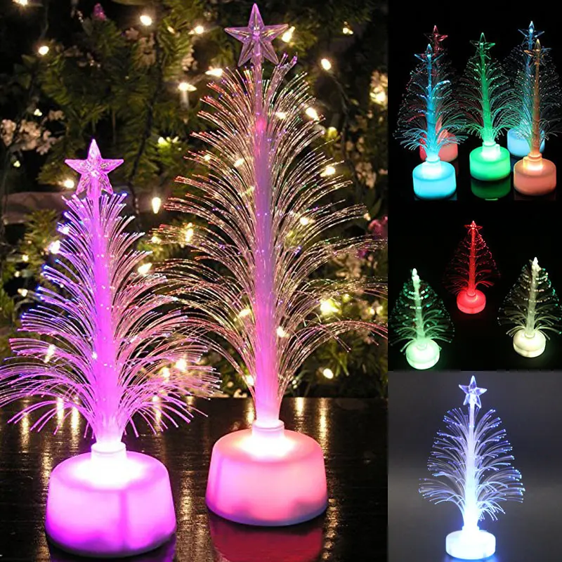 

Colored Fiber Optic LED Light-up Mini Christmas Tree with Top Star Battery Powered GQ999