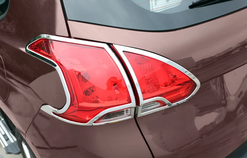 4PCS ABS Chromed Rear Tail Light Lamp Cover Trim For Peugeot 2008 2014