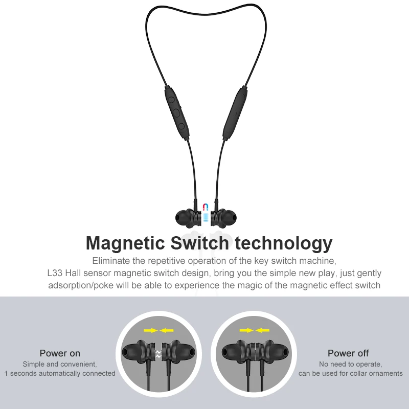 Langsdom L33 Bluetooth Earphones, Wireless In-ear Headset with Mic, Magnetic Switch, Stereo Sound, and Noise Cancelling Earbuds image 3