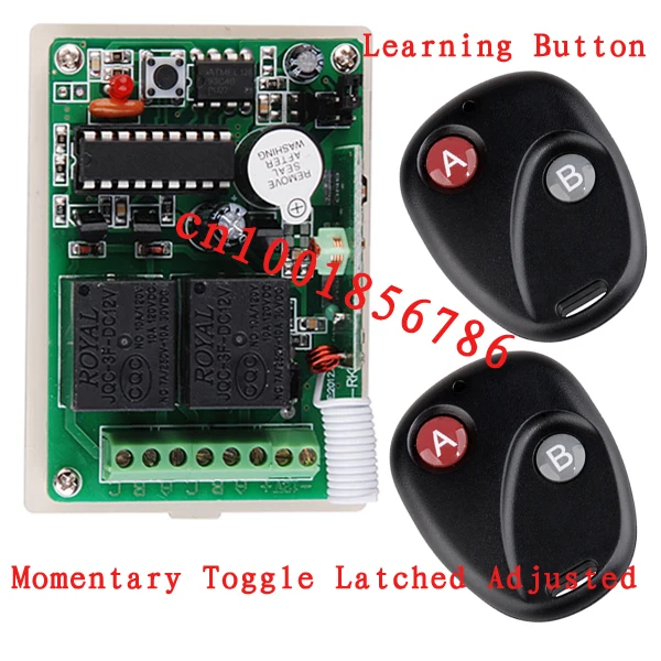 

Factory Price 12V 2CH RF Wireless Remote Control Switch System 2 Transmitters and 1 Receiver For Applicance Garage Door