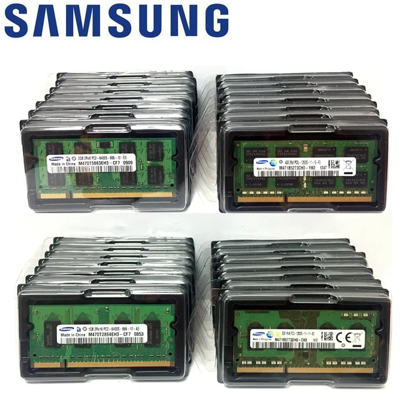 Samsung Laptop Notebook 1GB 2GB 4GB 8GB DDR2 DDR3 PC2 PC3 667MHZ 800MHZ 1333MHZ 1600MHZ 5300S 6400S 10600S 12800S ECC RAM memory