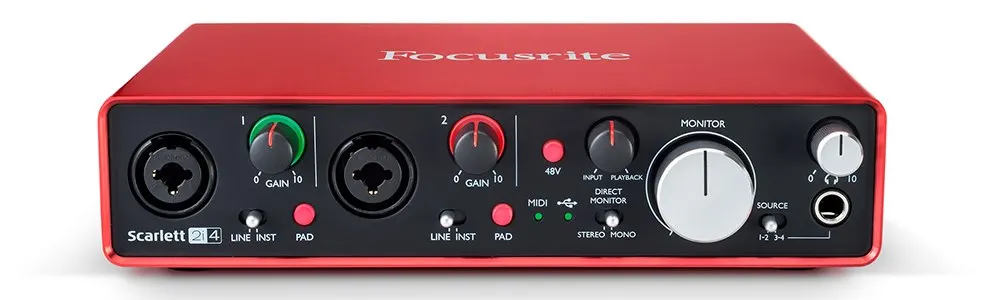 FOCUSRITE Scarlett 2i4 II 2-го поколения USB аудио интерфейс звуковая карта профессиональная для записи 2 В/4 из