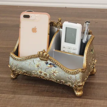 

Ou receive a case of resin American retro mobile phone desktop remote control multifunctional shelf storage box