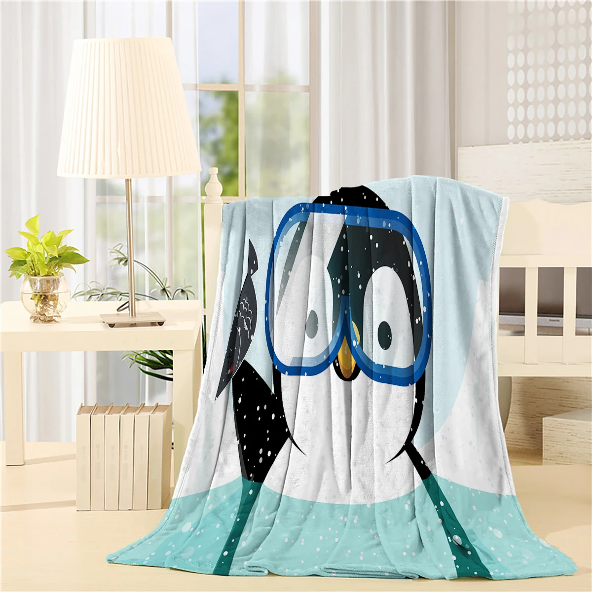 

CHARMHOME Cartoon Animal Printed Blanket Flannel Fleece Diving Cute Penguin Blanket Sofa Bed Kid Adults Warm Throw Blanket