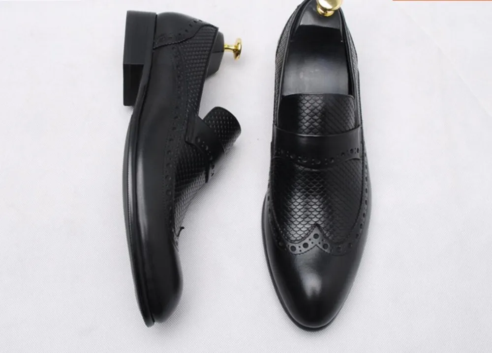 Des as Slip Printemps 2018 Black Sur Piste Hommes De Serpent Robe Mariage Cuir En Chaussures Pic Peau Mâle Richelieus Bureau Oxford 1HZOqxn