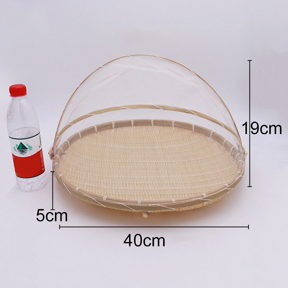 Ручная работа Бамбуковая ткань портативный для пикника кухня защищает пищевые блюда для хлеба сервировочная сетчатая корзина с делениями анти-мух фруктовый сетчатый поднос тент