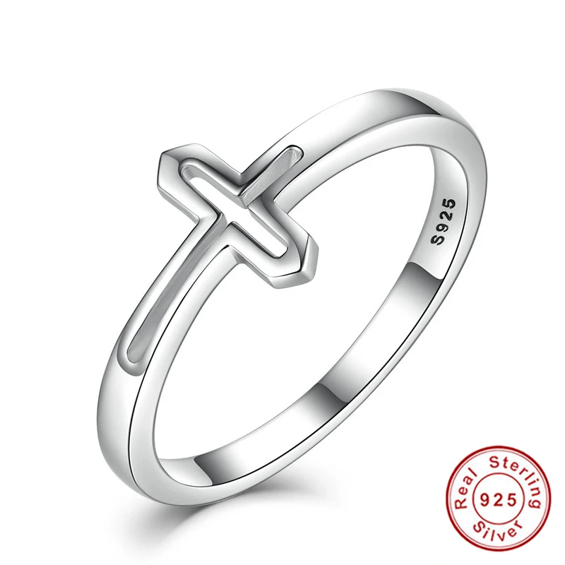 Luxury Fashion Jewelry Genuine 925 Sterling Silver Cross Rings Jewelry